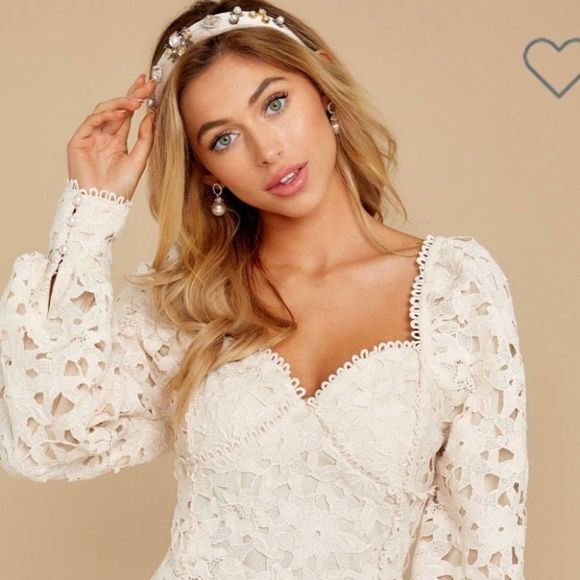 C1: Vintage style  ivory lace dress  from USA - Picture 4 of 6